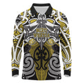 Personalised Maori Ngati Whatua Long Sleeve Polo Shirt Silver Fern Kowhaiwhai Art