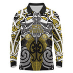Personalised Maori Ngati Whatua Long Sleeve Polo Shirt Silver Fern Kowhaiwhai Art
