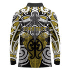 Personalised Maori Ngati Whatua Long Sleeve Polo Shirt Silver Fern Kowhaiwhai Art