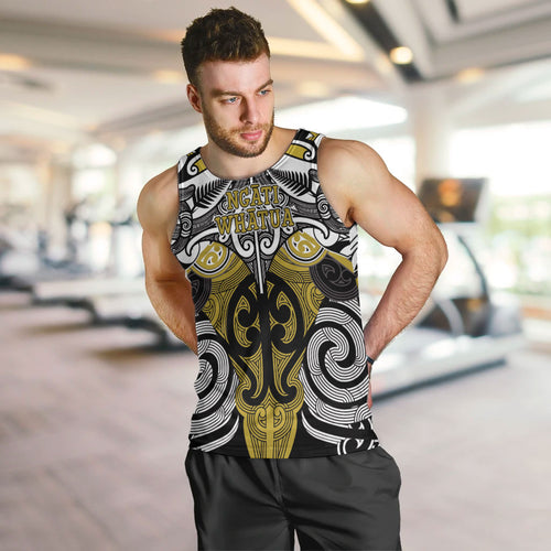 Personalised Maori Ngati Whatua Men Tank Top Silver Fern Kowhaiwhai Art