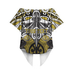 Personalised Maori Ngati Whatua Off Shoulder Wrap Waist Top Silver Fern Kowhaiwhai Art