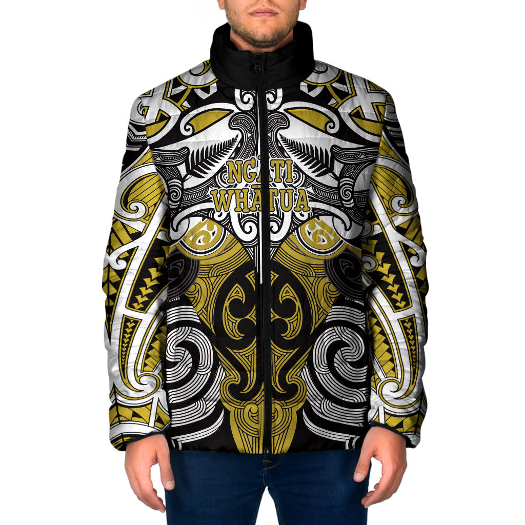 Personalised Maori Ngati Whatua Padded Jacket Silver Fern Kowhaiwhai Art