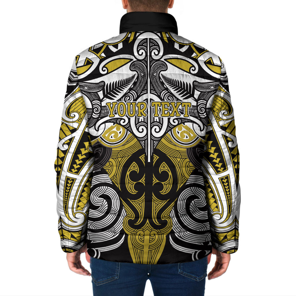 Personalised Maori Ngati Whatua Padded Jacket Silver Fern Kowhaiwhai Art
