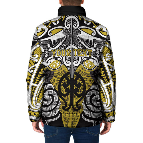Personalised Maori Ngati Whatua Padded Jacket Silver Fern Kowhaiwhai Art