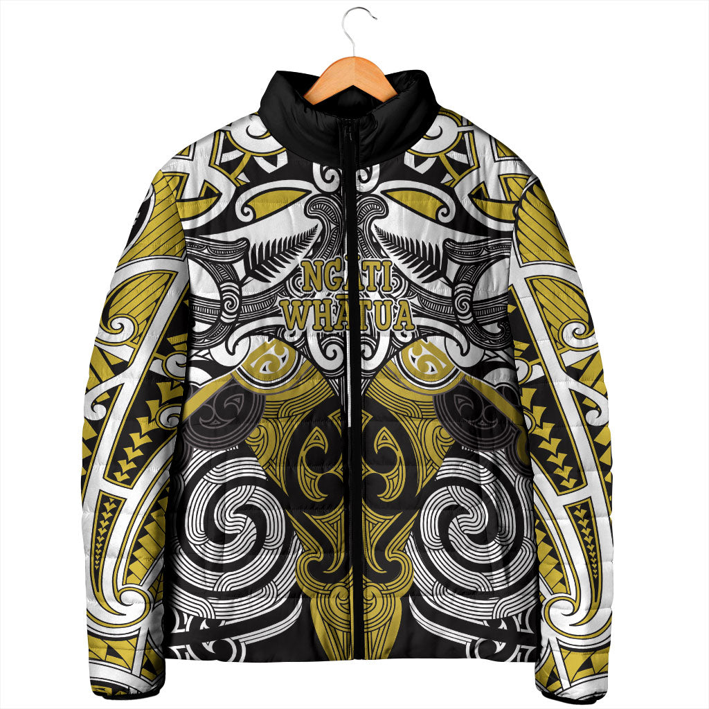 Personalised Maori Ngati Whatua Padded Jacket Silver Fern Kowhaiwhai Art