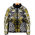 Personalised Maori Ngati Whatua Padded Jacket Silver Fern Kowhaiwhai Art