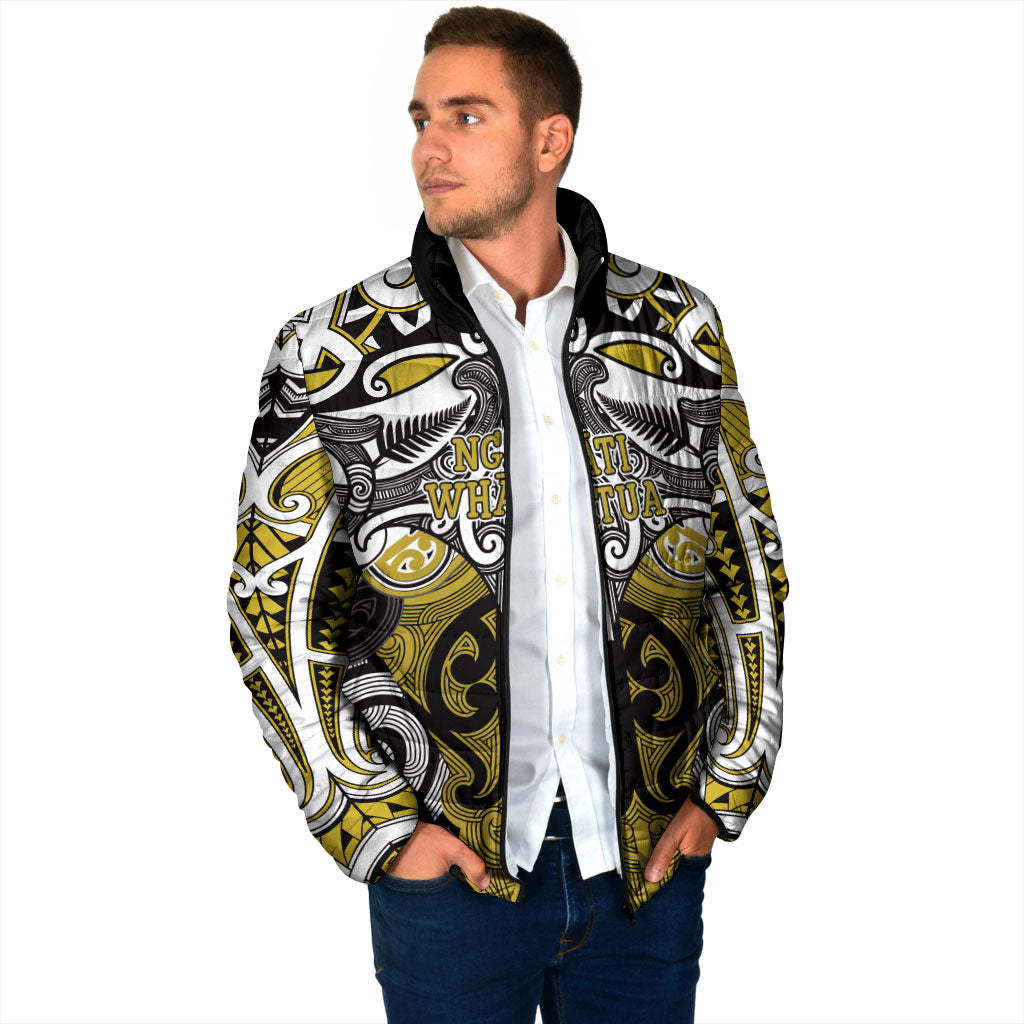 Personalised Maori Ngati Whatua Padded Jacket Silver Fern Kowhaiwhai Art