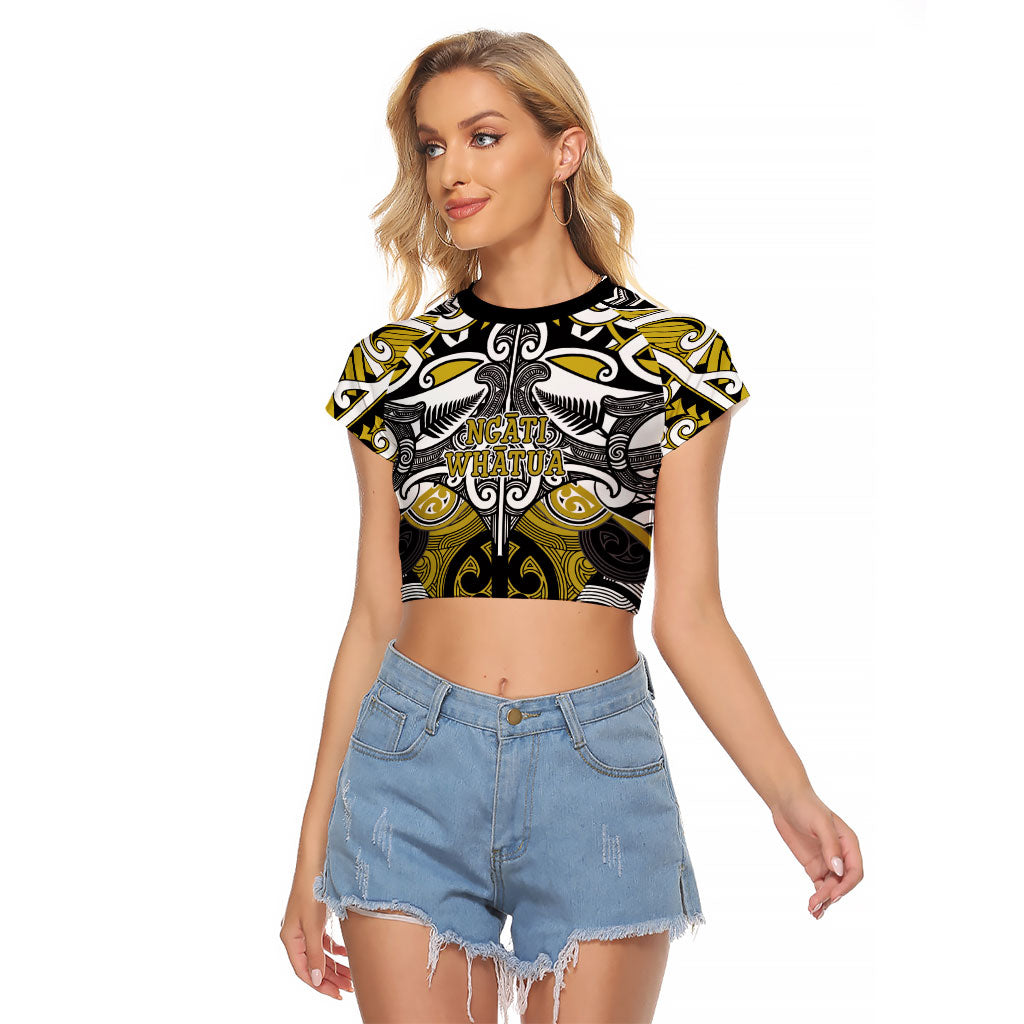 Personalised Maori Ngati Whatua Raglan Cropped T Shirt Silver Fern Kowhaiwhai Art