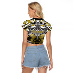 Personalised Maori Ngati Whatua Raglan Cropped T Shirt Silver Fern Kowhaiwhai Art