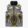 Personalised Maori Ngati Whatua Sleeveless Puffer Jacket Silver Fern Kowhaiwhai Art