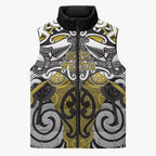 Personalised Maori Ngati Whatua Sleeveless Puffer Jacket Silver Fern Kowhaiwhai Art
