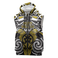 Personalised Maori Ngati Whatua Sleeveless Zip Hoodie Silver Fern Kowhaiwhai Art