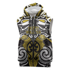 Personalised Maori Ngati Whatua Sleeveless Zip Hoodie Silver Fern Kowhaiwhai Art