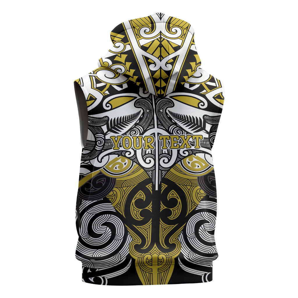 Personalised Maori Ngati Whatua Sleeveless Zip Hoodie Silver Fern Kowhaiwhai Art