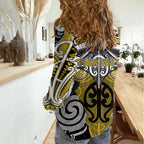 Personalised Maori Ngati Whatua Women Casual Shirt Silver Fern Kowhaiwhai Art