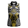 Personalised Maori Ngati Whatua Women Sleeveless Polo Shirt Silver Fern Kowhaiwhai Art