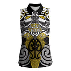 Personalised Maori Ngati Whatua Women Sleeveless Polo Shirt Silver Fern Kowhaiwhai Art