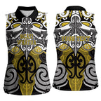 Personalised Maori Ngati Whatua Women Sleeveless Polo Shirt Silver Fern Kowhaiwhai Art