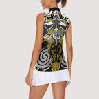 Personalised Maori Ngati Whatua Women Sleeveless Polo Shirt Silver Fern Kowhaiwhai Art