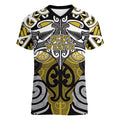 Personalised Maori Ngati Whatua Women V-Neck T-Shirt Silver Fern Kowhaiwhai Art
