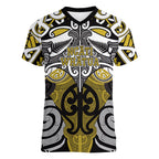 Personalised Maori Ngati Whatua Women V-Neck T-Shirt Silver Fern Kowhaiwhai Art