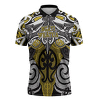 Personalised Maori Ngati Whatua Zipper Polo Shirt Silver Fern Kowhaiwhai Art