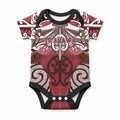 Personalised Maori Te Arawa Baby Onesie Silver Fern Kowhaiwhai Art