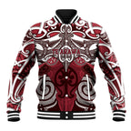 Personalised Maori Te Arawa Baseball Jacket Silver Fern Kowhaiwhai Art
