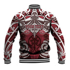 Personalised Maori Te Arawa Baseball Jacket Silver Fern Kowhaiwhai Art