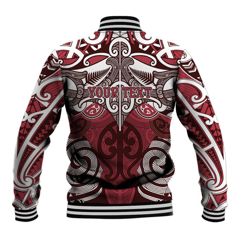 Personalised Maori Te Arawa Baseball Jacket Silver Fern Kowhaiwhai Art