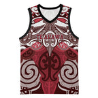 Personalised Maori Te Arawa Basketball Jersey Silver Fern Kowhaiwhai Art