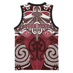 Personalised Maori Te Arawa Basketball Jersey Silver Fern Kowhaiwhai Art