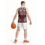 Personalised Maori Te Arawa Basketball Jersey Silver Fern Kowhaiwhai Art
