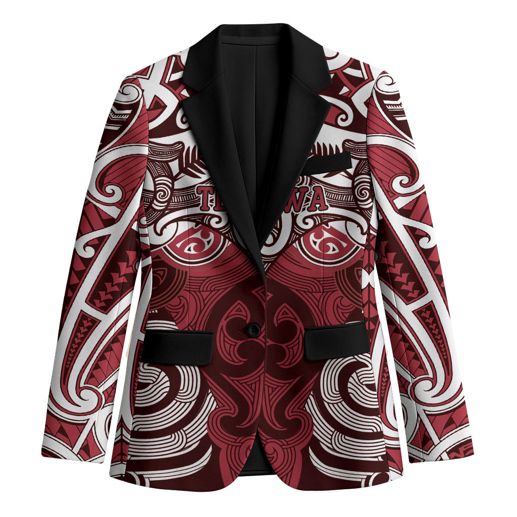 Personalised Maori Te Arawa Blazer Silver Fern Kowhaiwhai Art