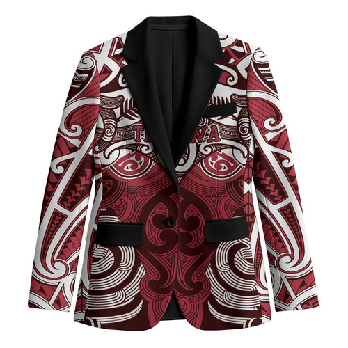 Personalised Maori Te Arawa Blazer Silver Fern Kowhaiwhai Art