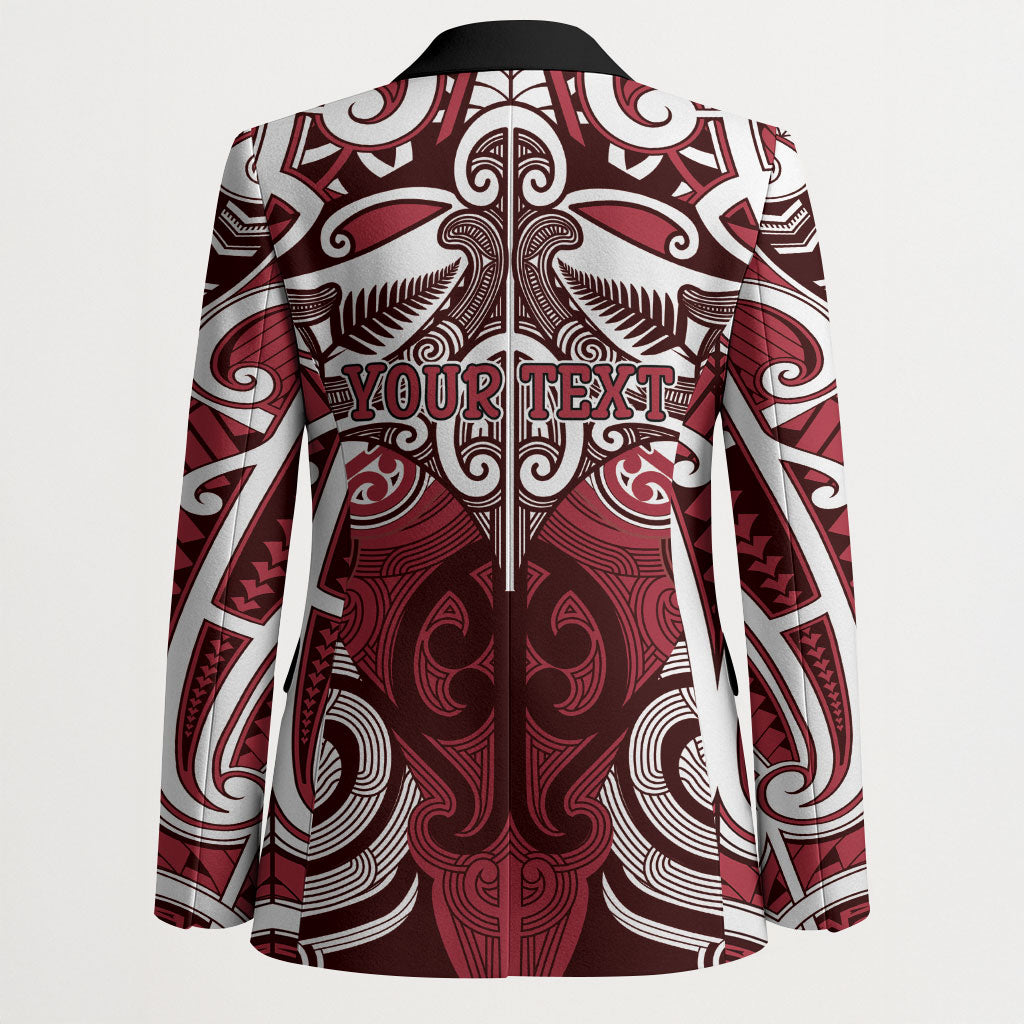 Personalised Maori Te Arawa Blazer Silver Fern Kowhaiwhai Art