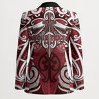 Personalised Maori Te Arawa Blazer Silver Fern Kowhaiwhai Art