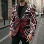 Personalised Maori Te Arawa Blazer Silver Fern Kowhaiwhai Art