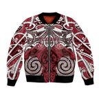 Personalised Maori Te Arawa Bomber Jacket Silver Fern Kowhaiwhai Art