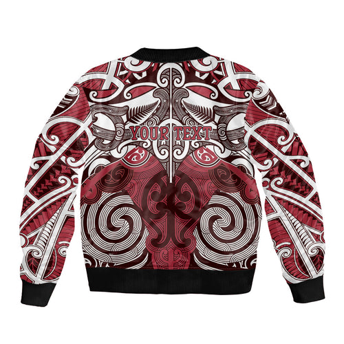 Personalised Maori Te Arawa Bomber Jacket Silver Fern Kowhaiwhai Art