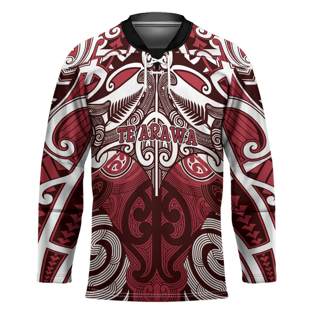 Personalised Maori Te Arawa Hockey Jersey Silver Fern Kowhaiwhai Art
