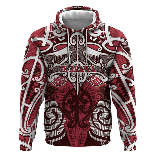 Personalised Maori Te Arawa Hoodie Silver Fern Kowhaiwhai Art