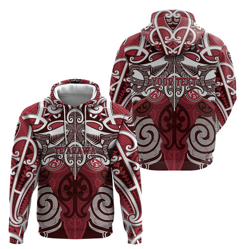 Personalised Maori Te Arawa Hoodie Silver Fern Kowhaiwhai Art