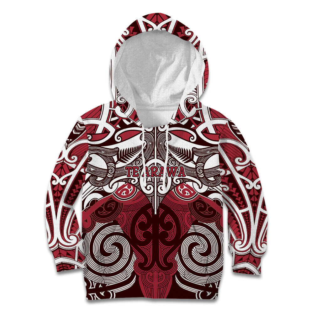 Personalised Maori Te Arawa Kid Hoodie Silver Fern Kowhaiwhai Art