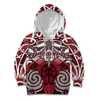 Personalised Maori Te Arawa Kid Hoodie Silver Fern Kowhaiwhai Art