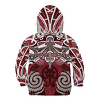 Personalised Maori Te Arawa Kid Hoodie Silver Fern Kowhaiwhai Art