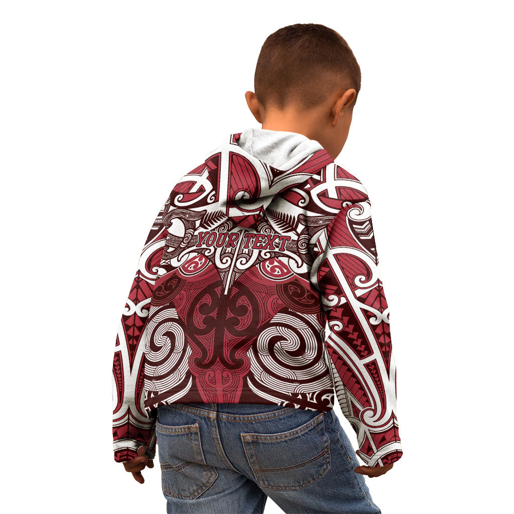 Personalised Maori Te Arawa Kid Hoodie Silver Fern Kowhaiwhai Art