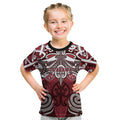 Personalised Maori Te Arawa Kid T Shirt Silver Fern Kowhaiwhai Art