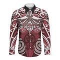 Personalised Maori Te Arawa Long Sleeve Button Shirt Silver Fern Kowhaiwhai Art