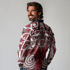 Personalised Maori Te Arawa Long Sleeve Polo Shirt Silver Fern Kowhaiwhai Art